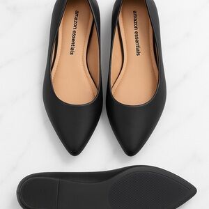 Amazon Essentials Ballet Flats For Women Slip-on Pointed Toe Black Size 8